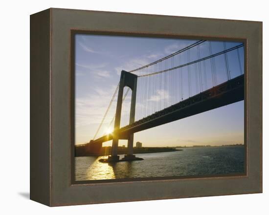 Verrazano Narrows Bridge, Approach to the City, New York, New York State, USA-Ken Gillham-Framed Premier Image Canvas