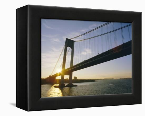 Verrazano Narrows Bridge, Approach to the City, New York, New York State, USA-Ken Gillham-Framed Premier Image Canvas