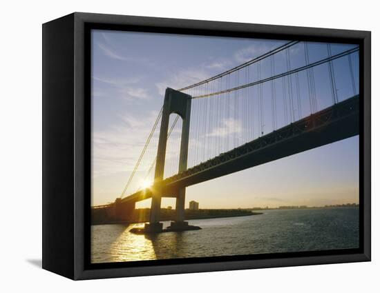 Verrazano Narrows Bridge, Approach to the City, New York, New York State, USA-Ken Gillham-Framed Premier Image Canvas