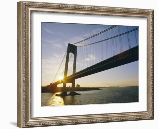 Verrazano Narrows Bridge, Approach to the City, New York, New York State, USA-Ken Gillham-Framed Photographic Print