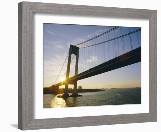 Verrazano Narrows Bridge, Approach to the City, New York, New York State, USA-Ken Gillham-Framed Photographic Print