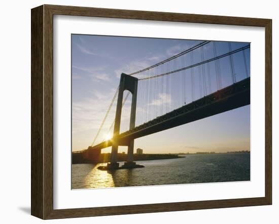 Verrazano Narrows Bridge, Approach to the City, New York, New York State, USA-Ken Gillham-Framed Photographic Print