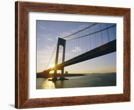 Verrazano Narrows Bridge, Approach to the City, New York, New York State, USA-Ken Gillham-Framed Photographic Print