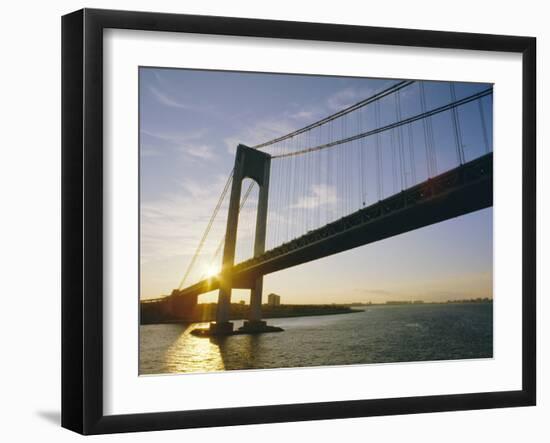 Verrazano Narrows Bridge, Approach to the City, New York, New York State, USA-Ken Gillham-Framed Photographic Print