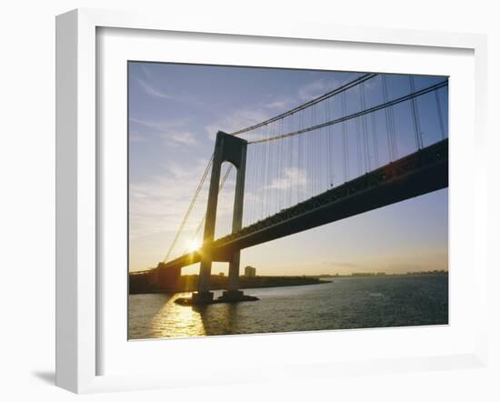 Verrazano Narrows Bridge, Approach to the City, New York, New York State, USA-Ken Gillham-Framed Photographic Print