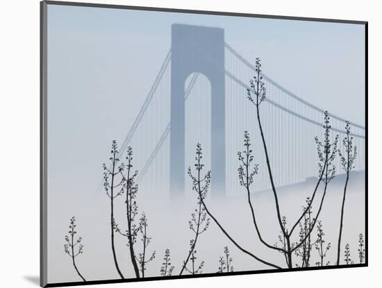 Verrazano-Narrows Bridge in Morning Fog, Staten Island, New York, USA-Walter Bibikow-Mounted Photographic Print