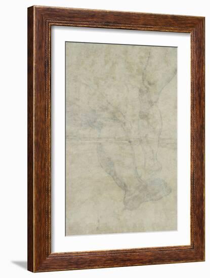 Verso: Studies of Two Pairs of Legs (Pen and Brown Ink over Black Chalk)-Lodovico Carracci-Framed Giclee Print