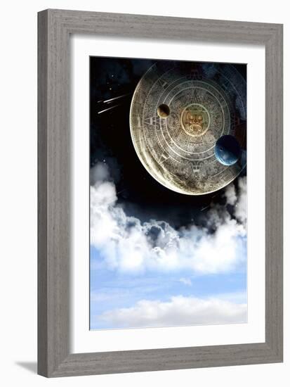 Vertical Background With Maya Calendar And Cloud-frenta-Framed Art Print