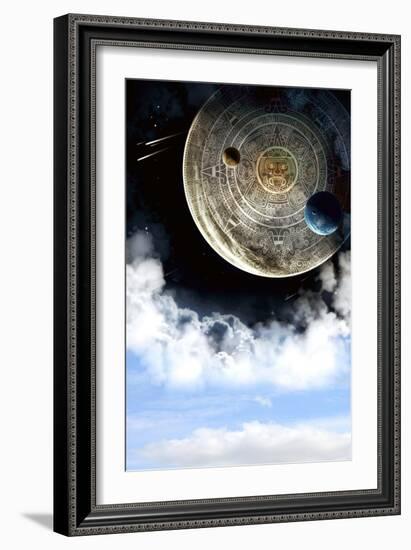 Vertical Background With Maya Calendar And Cloud-frenta-Framed Art Print