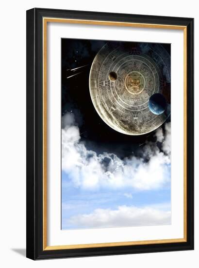 Vertical Background With Maya Calendar And Cloud-frenta-Framed Art Print