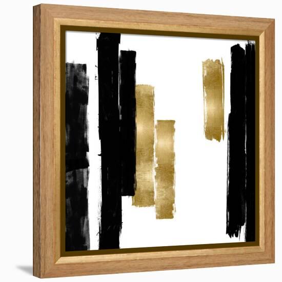 Vertical Black and Gold I-Ellie Roberts-Framed Stretched Canvas