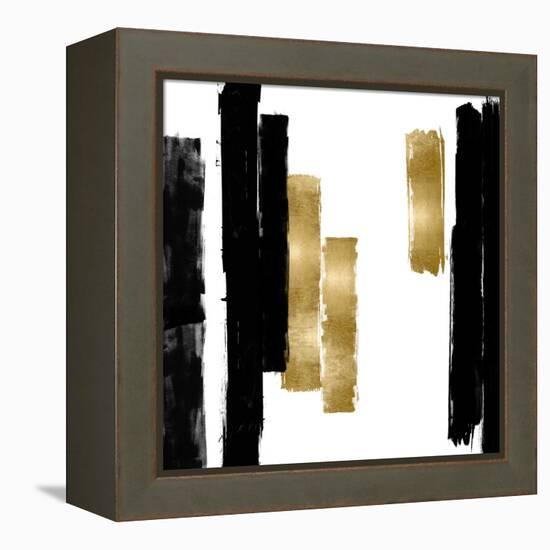 Vertical Black and Gold I-Ellie Roberts-Framed Stretched Canvas