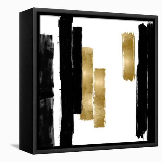 Vertical Black and Gold I-Ellie Roberts-Framed Stretched Canvas