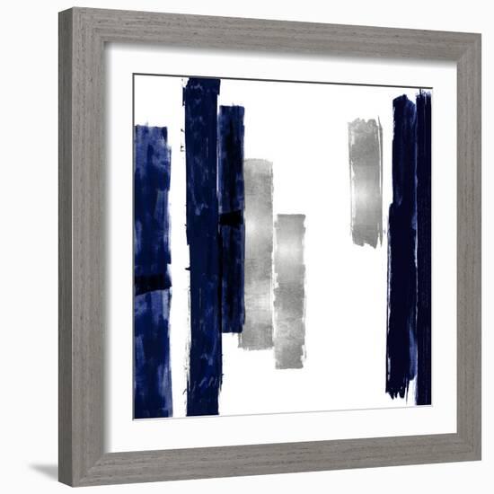 Vertical Blue and Silver I-Ellie Roberts-Framed Art Print