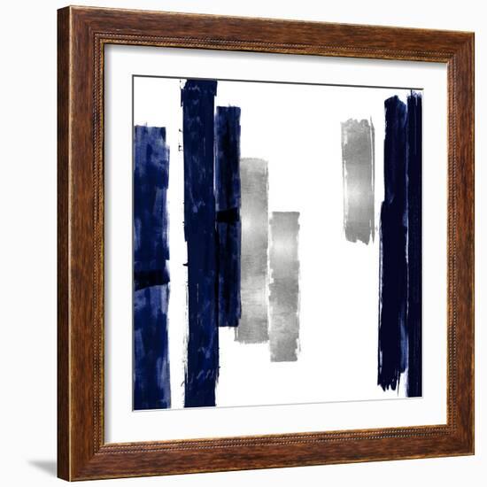 Vertical Blue and Silver I-Ellie Roberts-Framed Art Print