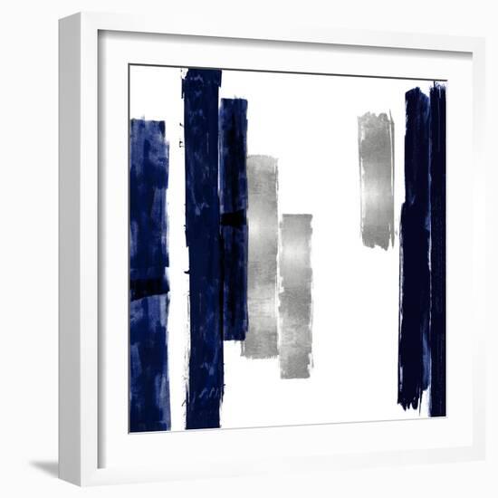 Vertical Blue and Silver I-Ellie Roberts-Framed Art Print