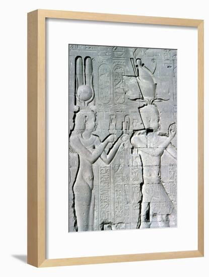 Vertical detail of a relief of Cleopatra and Caesarion, Temple of Hathor, Dendera, c125 BC-c60 AD-Unknown-Framed Giclee Print