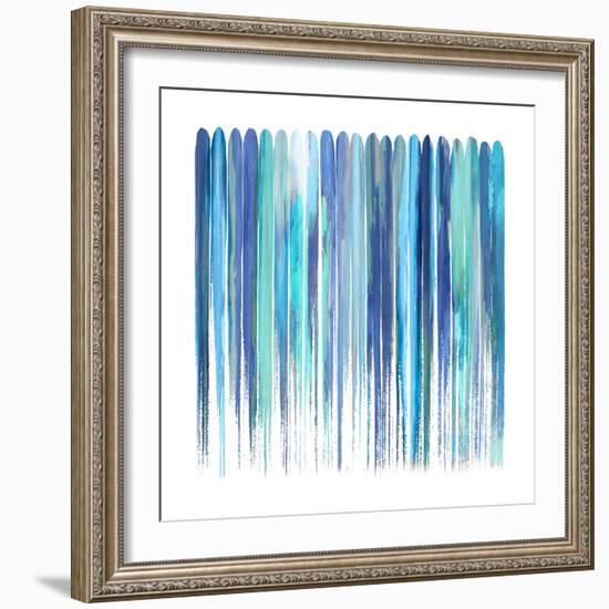 Vertical Lines 8 Blue-David Moore-Framed Art Print