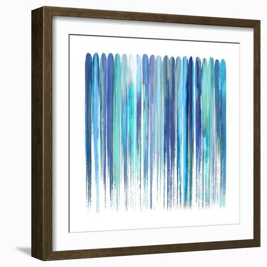 Vertical Lines 8 Blue-David Moore-Framed Art Print