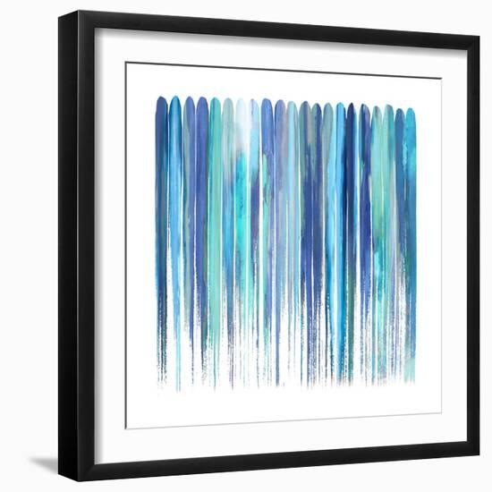 Vertical Lines 8 Blue-David Moore-Framed Art Print