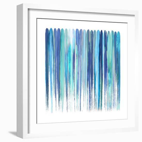 Vertical Lines 8 Blue-David Moore-Framed Art Print