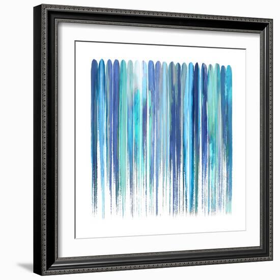 Vertical Lines 8 Blue-David Moore-Framed Art Print