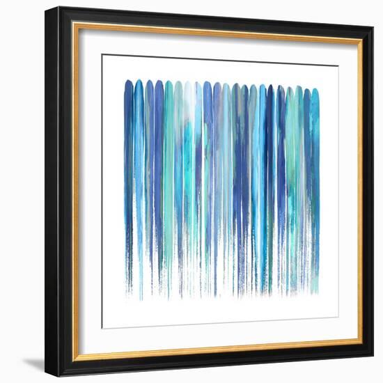 Vertical Lines 8 Blue-David Moore-Framed Art Print