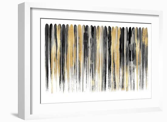 Vertical Lines Black Gold-David Moore-Framed Art Print