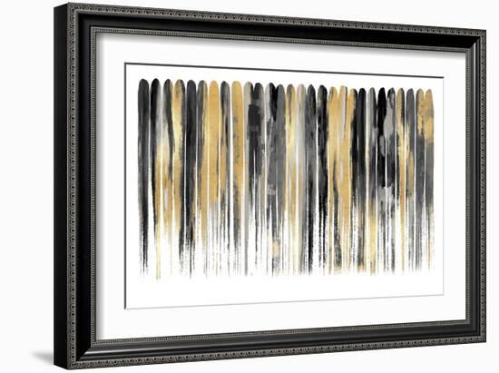 Vertical Lines Black Gold-David Moore-Framed Art Print