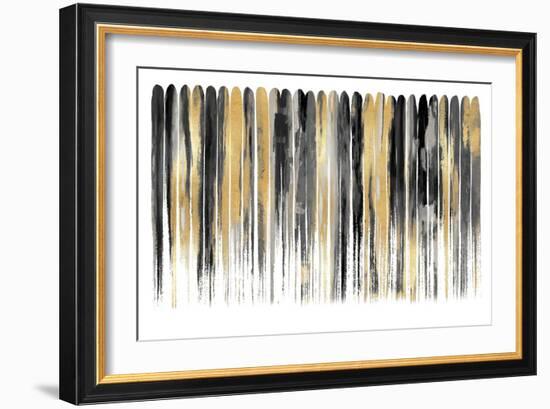 Vertical Lines Black Gold-David Moore-Framed Art Print