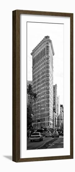Vertical Panoramic of Flatiron Building and 5th Ave, Black and White Photography, Manhattan, NYC-Philippe Hugonnard-Framed Photographic Print