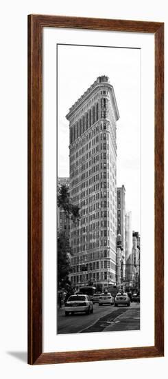 Vertical Panoramic of Flatiron Building and 5th Ave, Black and White Photography, Manhattan, NYC-Philippe Hugonnard-Framed Photographic Print