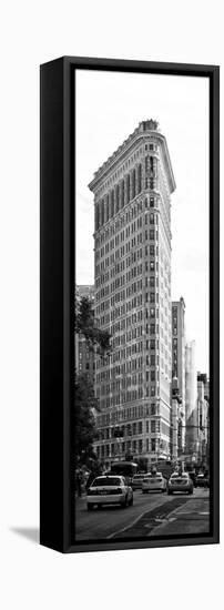 Vertical Panoramic of Flatiron Building and 5th Ave, Black and White Photography, Manhattan, NYC-Philippe Hugonnard-Framed Premier Image Canvas