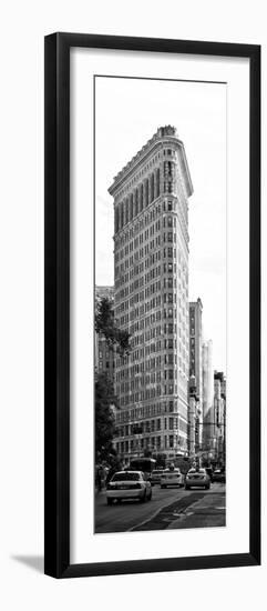 Vertical Panoramic of Flatiron Building and 5th Ave, Black and White Photography, Manhattan, NYC-Philippe Hugonnard-Framed Premium Photographic Print