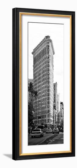 Vertical Panoramic of Flatiron Building and 5th Ave, Black and White Photography, Manhattan, NYC-Philippe Hugonnard-Framed Premium Photographic Print