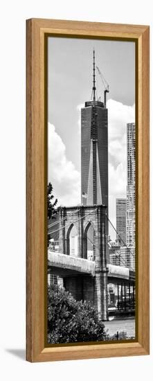 Vertical Panoramic View of Brooklyn Bridge View and One World Trade Center, Manhattan, NYC-Philippe Hugonnard-Framed Premier Image Canvas