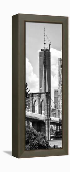 Vertical Panoramic View of Brooklyn Bridge View and One World Trade Center, Manhattan, NYC-Philippe Hugonnard-Framed Premier Image Canvas