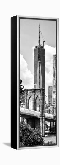 Vertical Panoramic View of Brooklyn Bridge View and One World Trade Center, Manhattan, NYC-Philippe Hugonnard-Framed Premier Image Canvas