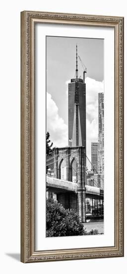 Vertical Panoramic View of Brooklyn Bridge View and One World Trade Center, Manhattan, NYC-Philippe Hugonnard-Framed Photographic Print