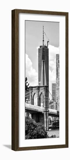 Vertical Panoramic View of Brooklyn Bridge View and One World Trade Center, Manhattan, NYC-Philippe Hugonnard-Framed Photographic Print