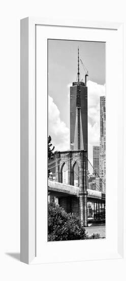 Vertical Panoramic View of Brooklyn Bridge View and One World Trade Center, Manhattan, NYC-Philippe Hugonnard-Framed Photographic Print