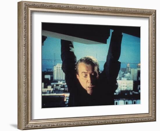 Vertigo, James Stewart, 1958, Hanging From The Building-null-Framed Photo