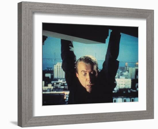 Vertigo, James Stewart, 1958, Hanging From The Building-null-Framed Photo