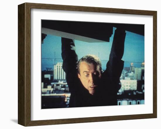 Vertigo, James Stewart, 1958, Hanging From The Building-null-Framed Photo