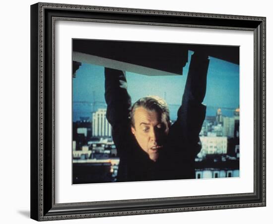 Vertigo, James Stewart, 1958, Hanging From The Building-null-Framed Photo