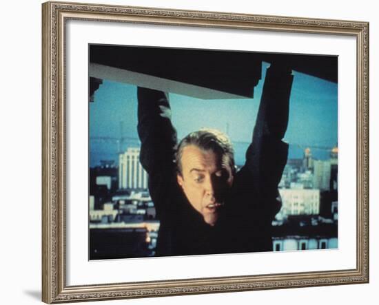 Vertigo, James Stewart, 1958, Hanging From The Building-null-Framed Photo