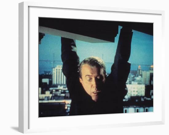 Vertigo, James Stewart, 1958, Hanging From The Building-null-Framed Photo