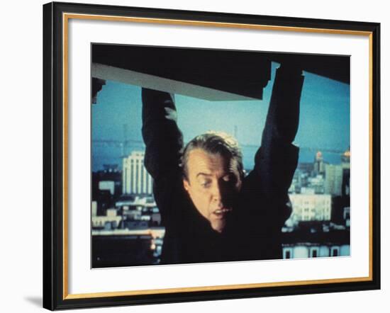 Vertigo, James Stewart, 1958, Hanging From The Building-null-Framed Photo