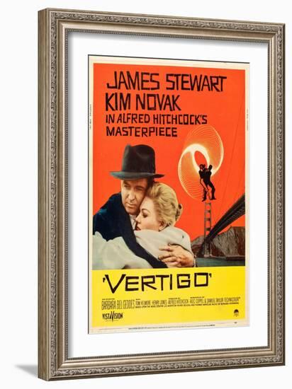 Vertigo, James Stewart, Kim Novak, 1958-null-Framed Premium Giclee Print