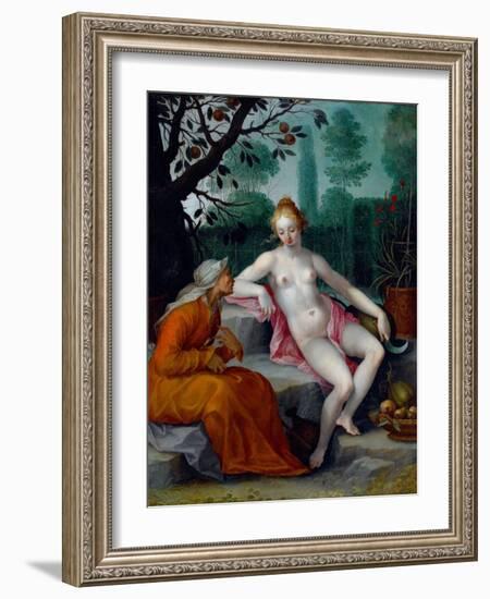 Vertumne Et Pomone (Le Dieu Des Saisons Se Deguise En Vieille Femme Pour Gagner L'entree Du Verger-Abraham Bloemaert-Framed Giclee Print